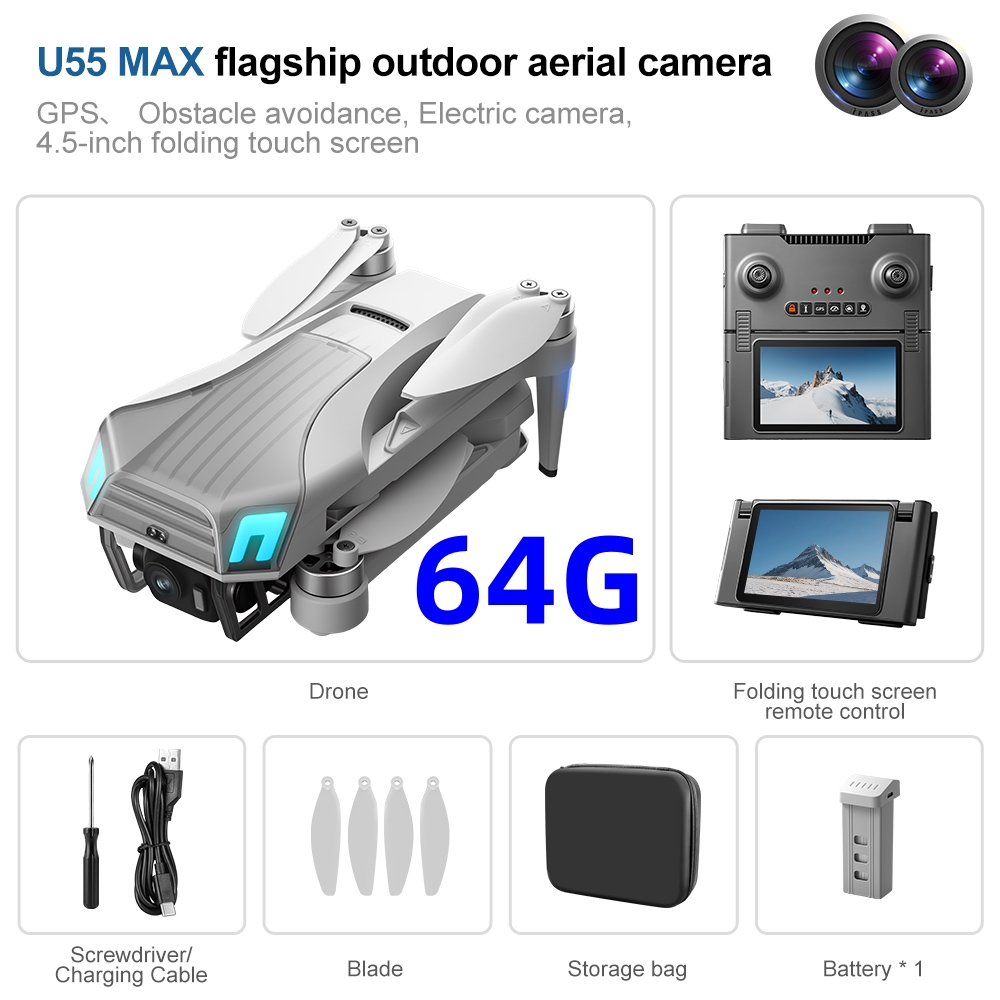 Drone Gimbal 2 Axis - Drone GPS professionnel NCZOBOE U55 avec