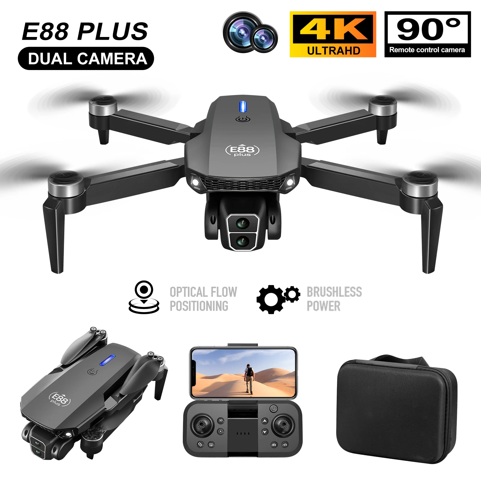 Drone Gimbal Brushless - Nouveau drone quadrirotor E88 Plus :